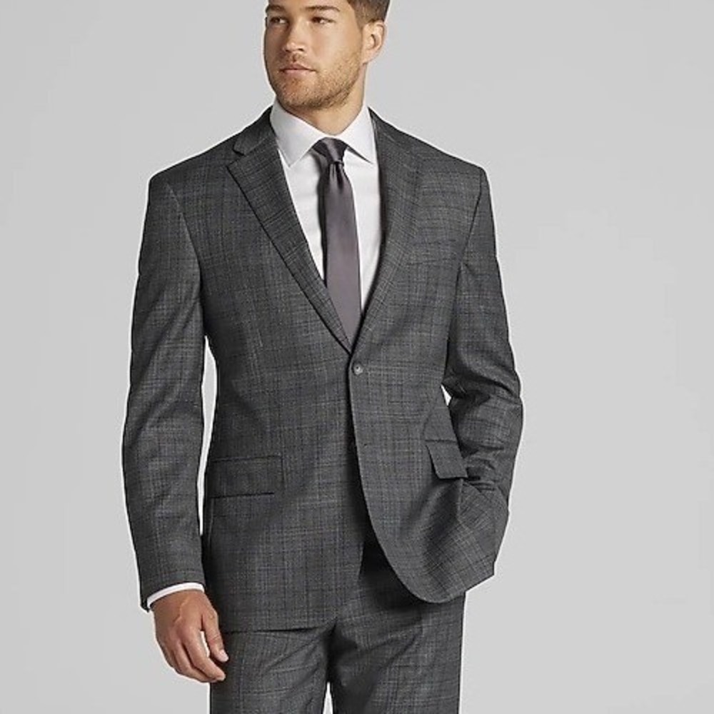 Jos. A. Bank 54 Regular 54R Traditional Fit Plaid Gray Stretch Sportcoat Jacket